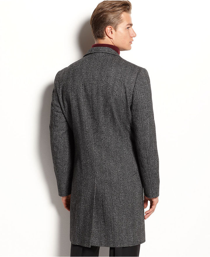 Calvin Klein Coat Merlow Double Breasted Herringbone Wool Blend Overcoat,  $595 | Macy's | Lookastic