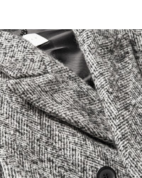 Sandro Double Breasted Herringbone Wool Blend Overcoat