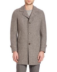 Eleventy Herringbone Wool Overcoat