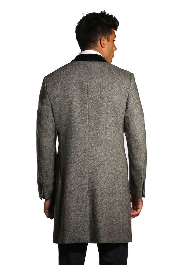Jean Paul Germain 45 Inch Herringbone Wool Blend Chesterfield Overcoat ...