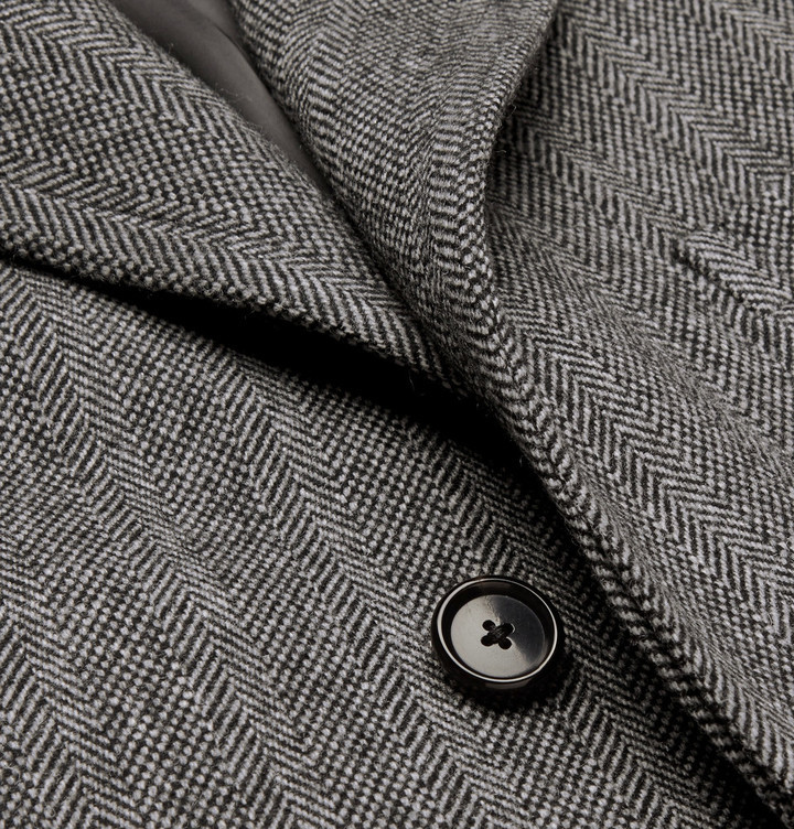 Kingsman Herringbone Wool Overcoat, $2,495 | MR PORTER | Lookastic