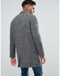 Asos Wool Mix Trench Coat In Gray Herringbone