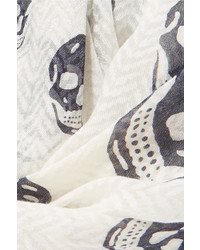 Alexander McQueen Ombr Herringbone Printed Chiffon Scarf Gray