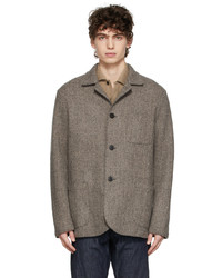 Harris Wharf London Grey Wool Herringbone Coat