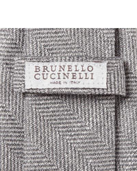 Brunello Cucinelli 7cm Slub Herringbone Linen Virgin Wool And Silk Blend Tie