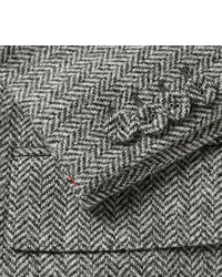 Thom Browne Grey Slim Fit Herringbone Wool Tweed Suit Jacket