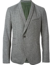 Men's Grey Herringbone Wool Blazer, Pink Cable Sweater, White Long ...