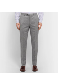Brunello Cucinelli Grey Slim Fit Herringbone Virgin Wool And Cashmere Blend Suit Trousers