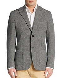 Grey Herringbone Wool Jacket