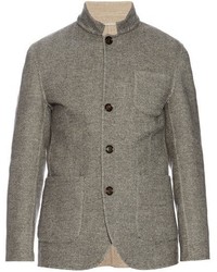 Brunello Cucinelli Wool And Cashmere Blend Herringbone Jacket