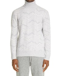 Ermenegildo Zegna Herringbone Cashmere Wool Turtleneck Sweater
