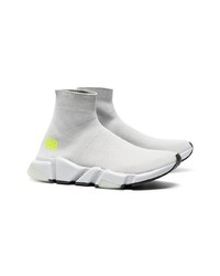 Balenciaga Light Grey Speed Knit Slip On Sneakers