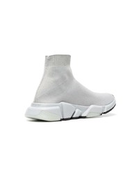 Balenciaga Light Grey Speed Knit Slip On Sneakers
