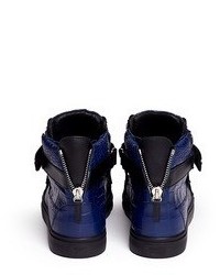 Giuseppe Zanotti Design London Croc Embossed Leather High Top Sneakers