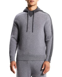 Theory Alcos Colorblock Wool Cashmere Blend Hoodie Sweater In Fossiltapir At Nordstrom
