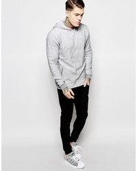 Asos Brand Textured Hoodie With Zips In Gray