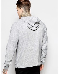 Asos Brand Textured Hoodie With Zips In Gray