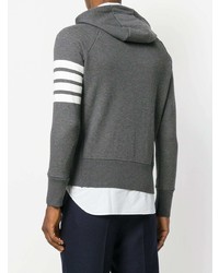 Thom Browne Classic Full Zip Hoodie With Engineered 4 Bar In Classic Loop Back