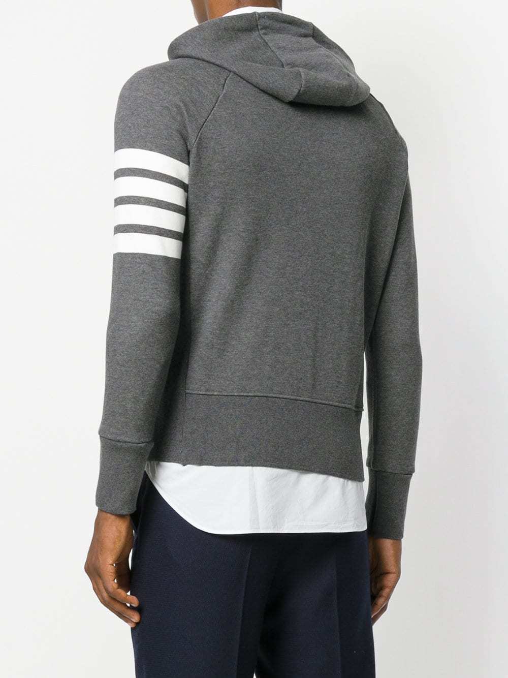 Thom Browne Classic Full Zip Hoodie With Engineered 4 Bar In