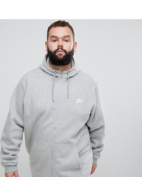 Nike Club Swoosh Zip Through Hoodie In Grey