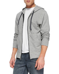 James Perse Cotton Knit Zip Hoodie Heather Gray