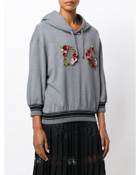 Dolce & Gabbana Floral Embroidery Logo Hoodie