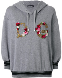 Dolce & Gabbana Floral Embroidery Logo Hoodie
