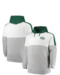 PROFILE Greenheathered Gray New York Jets Big Tall Team Logo Pullover Hoodie
