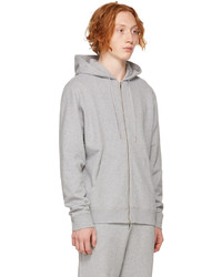 Sunspel Grey Cotton Loopback Zip Hoodie