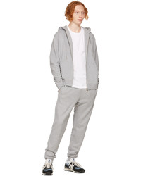 Sunspel Grey Cotton Loopback Zip Hoodie