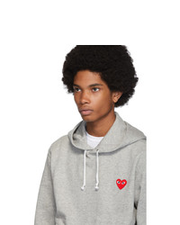 Comme Des Garcons Play Grey Heart Patch Hoodie