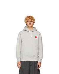 Comme Des Garcons Play Grey Heart Patch Hoodie