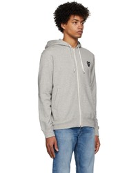 Comme Des Garcons Play Grey Layered Double Heart Hoodie