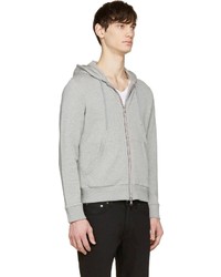 Moncler Grey Striped Logo Classic Hoodie