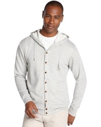 Slate & Stone Heather Grey Cotton Blend Carter Long Sleeve Button Down Hoodie