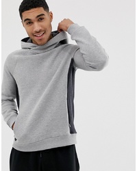ASOS DESIGN Hoodie With Cross Over Neck And Colour Blocking In Grey