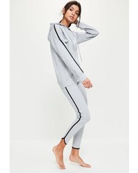Missguided Grey Striped Hoodie And Joggers Set