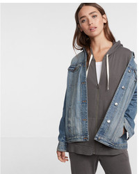 Express One Eleven Washed Zip Front Hoodie