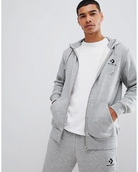 Converse Small Logo Full Zip Hoodie In Grey 10008813 A03