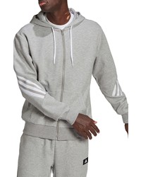 adidas Sportswear Future Icons 3 Stripes Zip Hoodie In Medium Grey Heatherwhite At Nordstrom