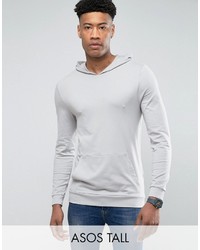 Asos Tall Lightweight Muscle Hoodie In Gray