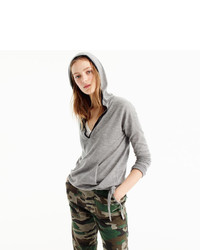 J.Crew Tipped Hoodie In Italian Featherweight Cashmere
