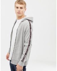 Burton Menswear Zip Through Hoodie In Grey Marl