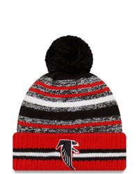 New Era Blackred Atlanta Falcons 2021 Nfl Sideline Historic Pom Cuffed Knit Hat At Nordstrom