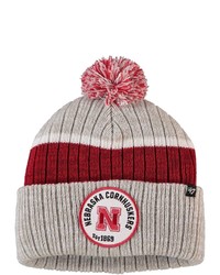 '47 Gray Nebraska Huskers Holcomb Cuffed Knit Hat With Pom At Nordstrom