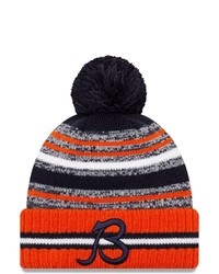 New Era Navyorange Chicago Bears 2021 Nfl Sideline Sport Official Pom Cuffed Knit Hat At Nordstrom