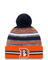 New Era Navyorange Denver Broncos 2021 Nfl Sideline Historic Pom Cuffed Knit Hat At Nordstrom