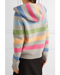 Marc Jacobs Appliqud Striped Jersey Hooded Top Gray