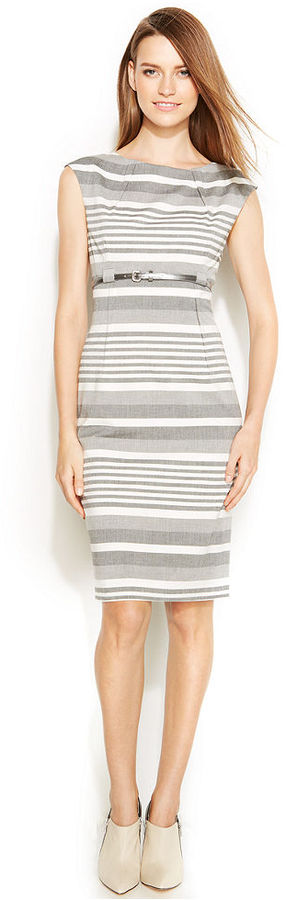 calvin klein striped dress with belt