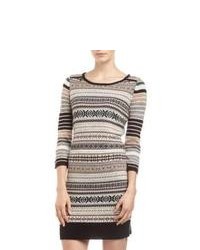 Neiman Marcus Fair Isle Stripe Sweater Dress